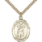 St. Ivo Medal, Gold Filled, Large - 24&quot; 2.4mm Gold Plated Chain + Clasp
