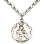 St. Ann Medal, Sterling Silver - 24&quot; 2.4mm Rhodium Plate Endless Chain