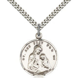 St. Ann Medal, Sterling Silver - 24&quot; 2.4mm Rhodium Plate Endless Chain