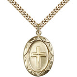 Cross Pendant, Gold Filled - 24&quot; 2.4mm Gold Plated Endless Chain