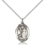 St. Rocco Medal, Sterling Silver, Small - 18&quot; 1.2mm Sterling Silver Chain + Clasp
