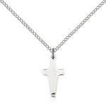 Cross Pendant, Sterling Silver - 18&quot; 1.2mm Sterling Silver Chain + Clasp