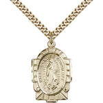 Our Lady of Guadalupe Medal, Gold Filled - 24&quot; 2.4mm Gold Plated Endless Chain