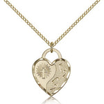 Footprints Heart Medal, Gold Filled - Gold-tone