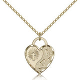 Footprints Heart Medal, Gold Filled - Gold-tone