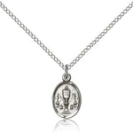 Chalice Medal, Sterling Silver - 18&quot; 1.2mm Sterling Silver Chain + Clasp