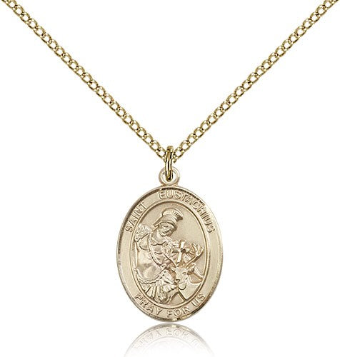St. Eustachius Medal, Gold Filled, Medium - Gold-tone