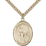 St. Susanna Medal, Gold Filled, Large - 24&quot; 2.4mm Gold Plated Chain + Clasp