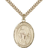 St. Susanna Medal, Gold Filled, Large - 24&quot; 2.4mm Gold Plated Chain + Clasp
