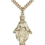 Miraculous Medal, Gold Filled - 24&quot; 2.4mm Gold Plated Endless Chain