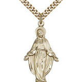 Miraculous Medal, Gold Filled - 24&quot; 2.4mm Gold Plated Endless Chain