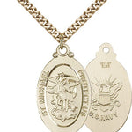 St. Michael Navy Medal, Gold Filled - 24&quot; 2.4mm Gold Plated Endless Chain