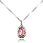 Miraculous Medal, Sterling Silver - 18&quot; 1.2mm Sterling Silver Chain + Clasp