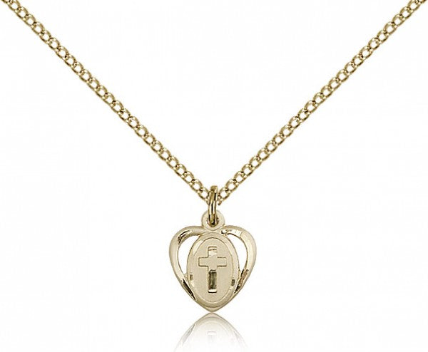 Heart Cross Pendant, Gold Filled - Gold-tone