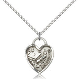Graduation Heart Medal, Sterling Silver - 18&quot; 1.2mm Sterling Silver Chain + Clasp
