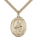 St. Jane of Valois Medal, Gold Filled, Large - 24&quot; 2.4mm Gold Plated Chain + Clasp