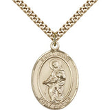 St. Jane of Valois Medal, Gold Filled, Large - 24&quot; 2.4mm Gold Plated Chain + Clasp