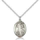 St. Elmo Medal, Sterling Silver, Medium - 18&quot; 1.2mm Sterling Silver Chain + Clasp