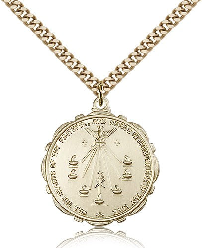 Seven Gifts Medal, Gold Filled - 24&quot; 2.4mm Gold Plated Endless Chain