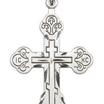 Cross Pendant, Sterling Silver - 24&quot; 2.4mm Rhodium Plate Endless Chain