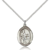 St. Zachary Medal, Sterling Silver, Medium - 18&quot; 1.2mm Sterling Silver Chain + Clasp