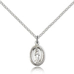 Miraculous Medal, Sterling Silver - 18&quot; 1.2mm Sterling Silver Chain + Clasp
