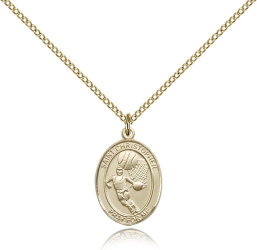 St. Christopher Basketball Medal, Gold Filled, Medium - Gold-tone