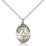 St. Katharine Drexel Medal, Sterling Silver, Medium - 18&quot; 1.2mm Sterling Silver Chain + Clasp