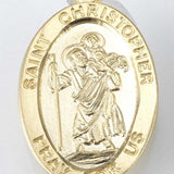 St. Christopher Pendant Oval, 16 Karat Gold Over Sterling Silver with Chain - Gold-tone