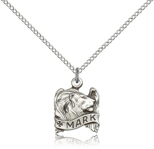 St. Mark Medal, Sterling Silver - 18&quot; 1.2mm Sterling Silver Chain + Clasp