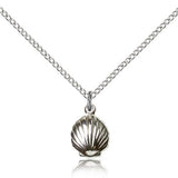 Shell Medal, Sterling Silver - 18&quot; 1.2mm Sterling Silver Chain + Clasp