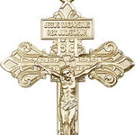 Crucifix Pendant, Gold Filled - 24&quot; 2.4mm Gold Plated Endless Chain