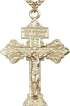 Crucifix Pendant, Gold Filled - 24&quot; 2.4mm Gold Plated Endless Chain