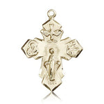 4 Way Cross Pendant, 14 Karat Gold - 14 KT Yellow Gold