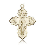 4 Way Cross Pendant, 14 Karat Gold - 14 KT Yellow Gold