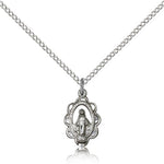 Miraculous Medal, Sterling Silver - 18&quot; 1.2mm Sterling Silver Chain + Clasp