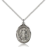St. Juliana Medal, Sterling Silver, Medium - 18&quot; 1.2mm Sterling Silver Chain + Clasp