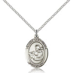 St. Thomas Aquinas Medal, Sterling Silver, Medium - 18&quot; 1.2mm Sterling Silver Chain + Clasp