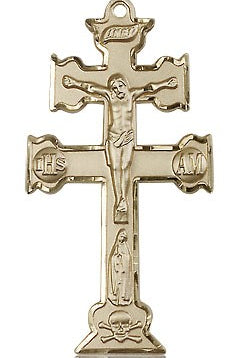 Caravaca Crucifix Pendant, 14 Karat Gold - 14 KT Yellow Gold