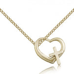 Heart Cross Pendant, Gold Filled - Gold-tone