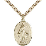 Immaculate Conception Medal, Gold Filled - 24&quot; 2.4mm Gold Plated Endless Chain