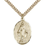 Immaculate Conception Medal, Gold Filled - 24&quot; 2.4mm Gold Plated Endless Chain