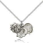 Rosebud Medal, Sterling Silver - 18&quot; 1.2mm Sterling Silver Chain + Clasp