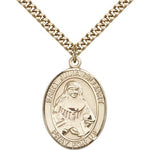 St. Julia Billiart Medal, Gold Filled, Large - 24&quot; 2.4mm Gold Plated Chain + Clasp
