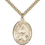 St. Julia Billiart Medal, Gold Filled, Large - 24&quot; 2.4mm Gold Plated Chain + Clasp