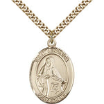 St. Veronica Medal, Gold Filled, Large - 24&quot; 2.4mm Gold Plated Chain + Clasp