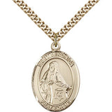 St. Veronica Medal, Gold Filled, Large - 24&quot; 2.4mm Gold Plated Chain + Clasp