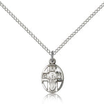 5 Way Cross Chalice Medal, Sterling Silver - 18&quot; 1.2mm Sterling Silver Chain + Clasp