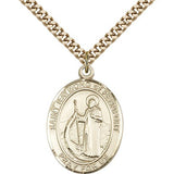 St. Raymond of Penafort Medal, Gold Filled, Large - 24&quot; 2.4mm Gold Plated Chain + Clasp