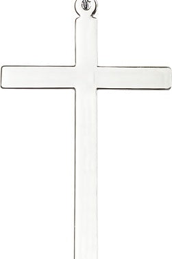 Cross Pendant, Sterling Silver - 24&quot; 2.4mm Rhodium Plate Endless Chain